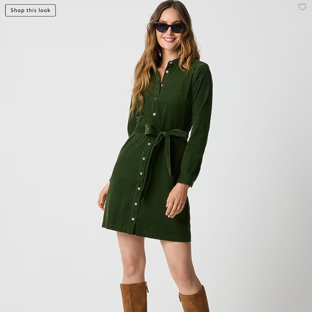 NWT J.Crew Factory Long-sleeve corduroy shirt-dress